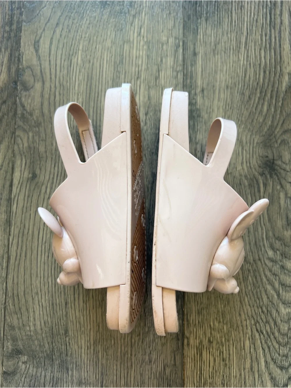 Mini Melissa Blush Pink Jelly Sandals with Mickey and Minnie Mouse